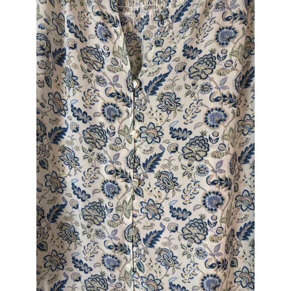 Rose + Olive Floral Button Front Blouse Womens Plus 2X Smocked Back Boho Hippie - Picture 6 of 9